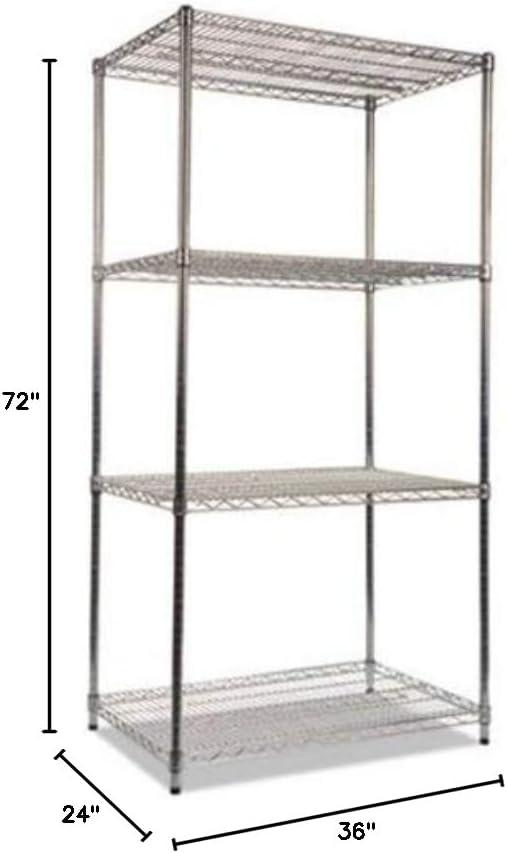 NSF Certified Industrial 4-Shelf Wire Shelving Kit 36w x 24d x 72h, Silver