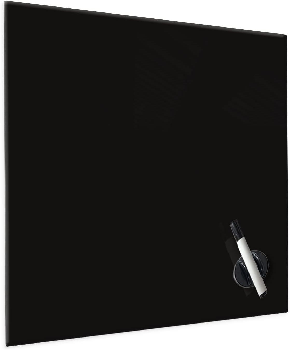 Floating Magnetic Eraser Glass Board 16" X 16" Inches Eased Corners - Black