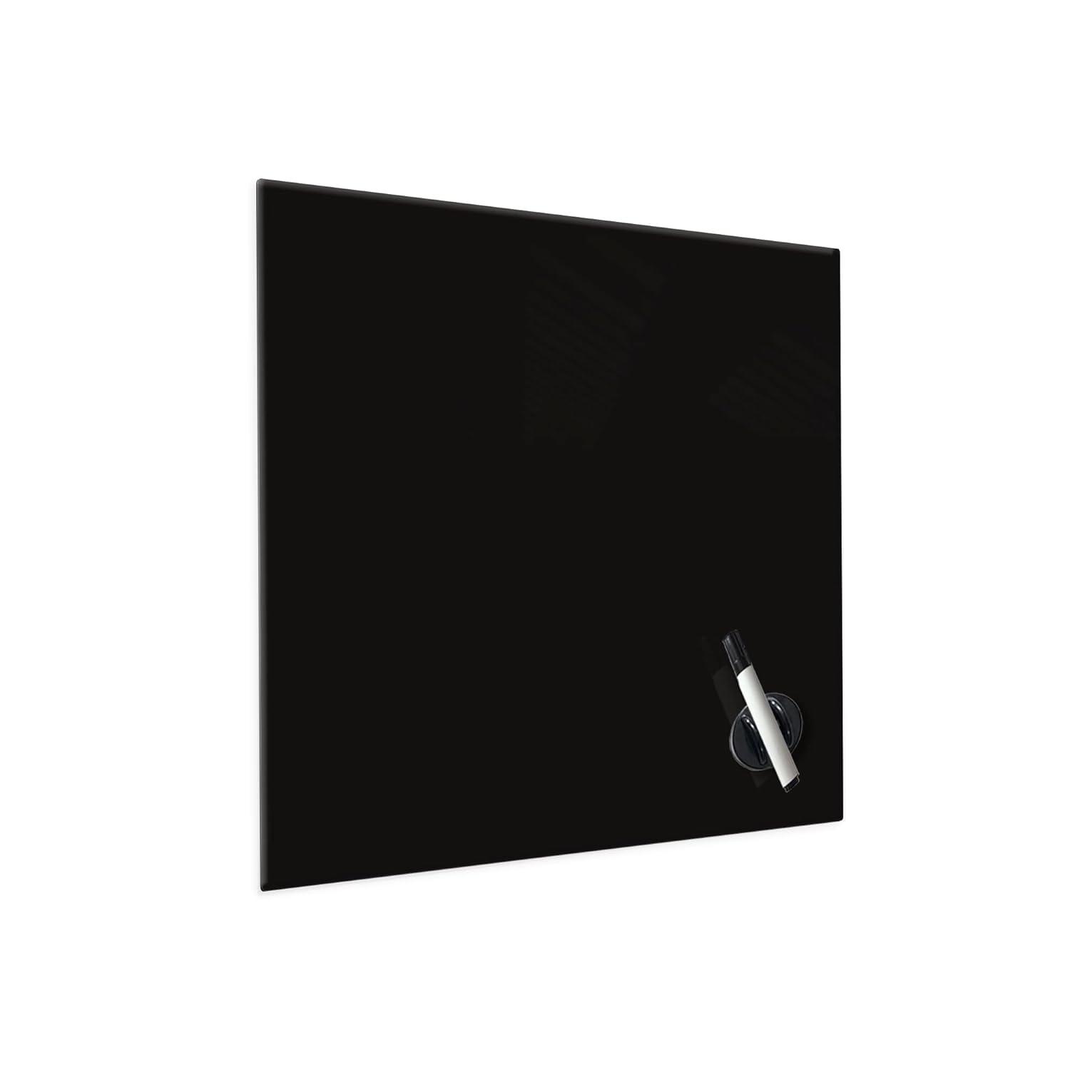 Floating Magnetic Eraser Glass Board 16" X 16" Inches Eased Corners - Black