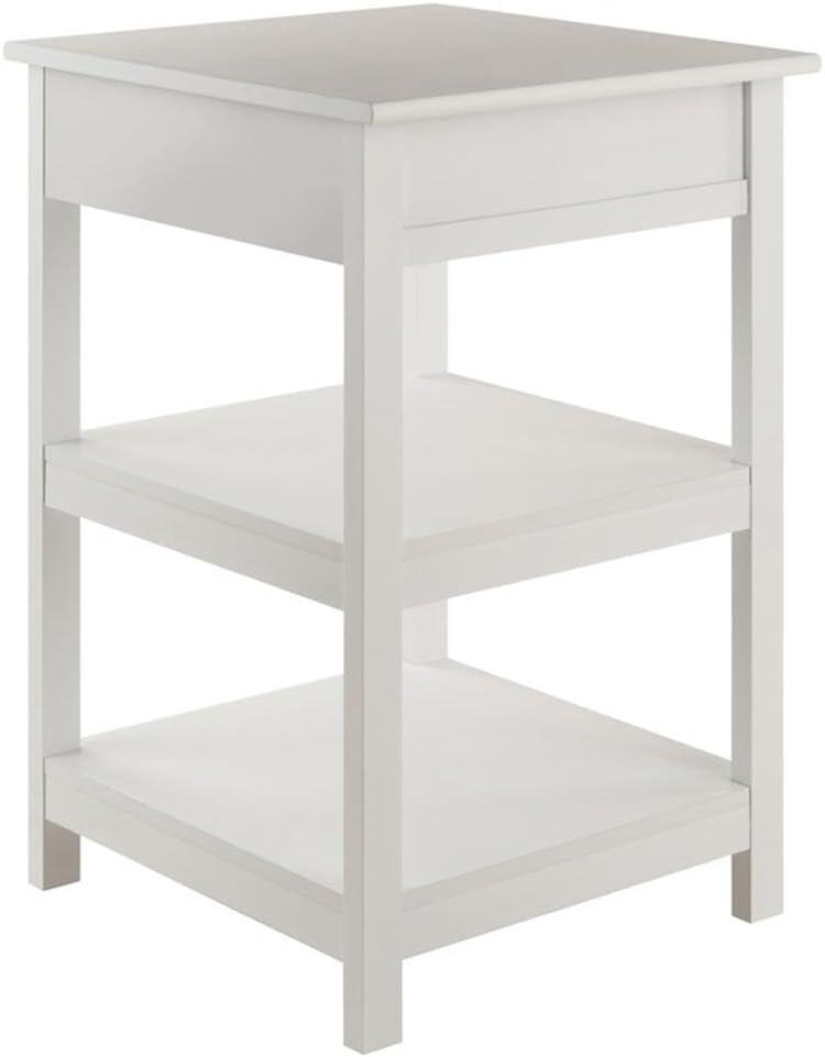 White Composite Wood Traditional Printer Stand with Drawer