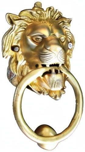 eSplanade - Lion Face Door Knocker Gate Knocker Door Pulls | Decorative Door Accessories - Home Decor | Brass - 6" Inches