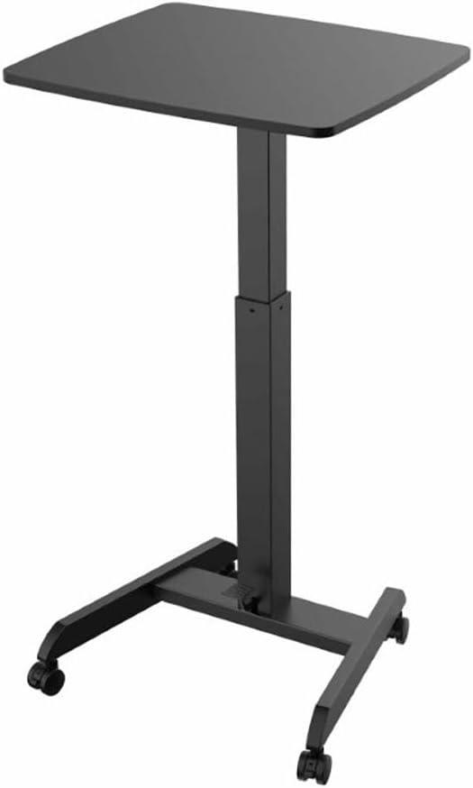 Adjustable Mobile Sit-Stand Desk in Black with Pneumatic Lift