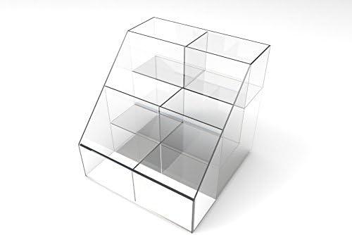 Clear Acrylic 3-Tier 6 Bin Display Rack