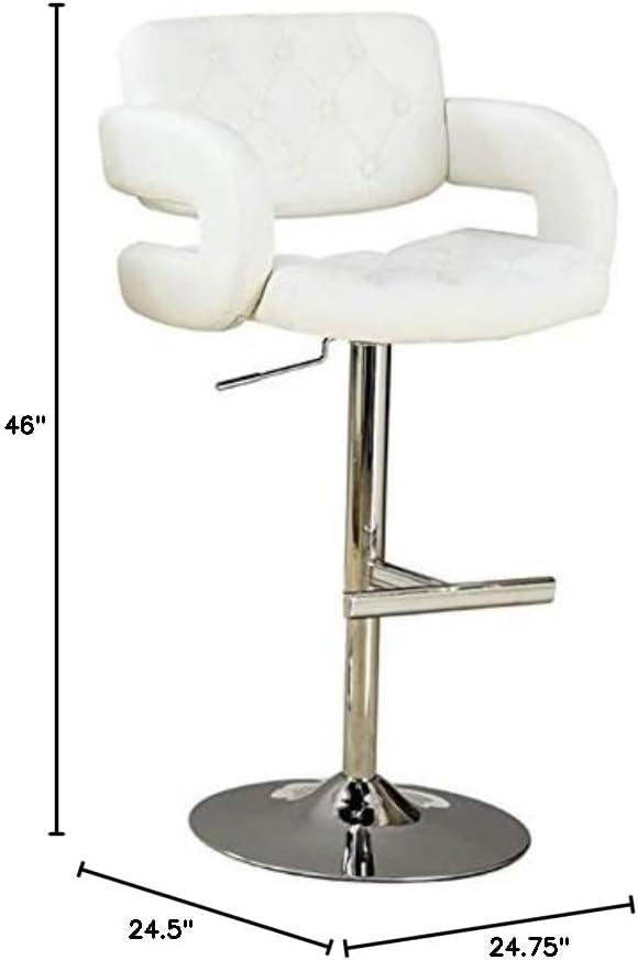 Coaster Contemporary Faux Leather Adjustable Bar Stool in White