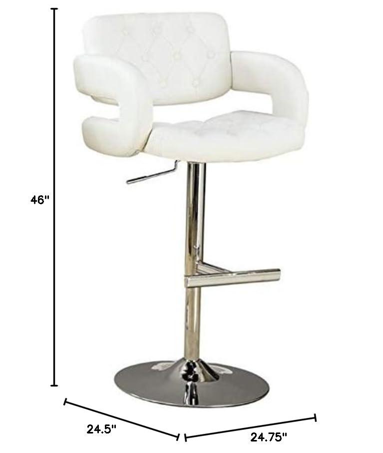 Coaster Contemporary Faux Leather Adjustable Bar Stool in White