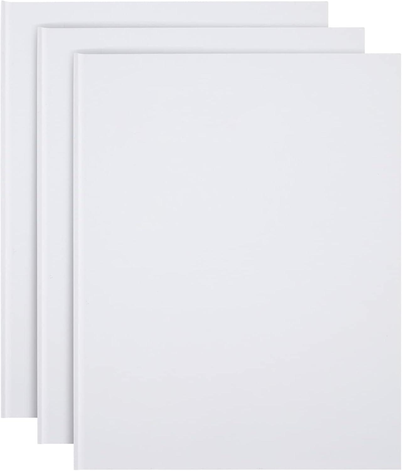 Paper Junkie White Hardcover Blank Books for Kids to Write Stories, 8.5x11 Unlined Journals for Students (36 Pages, 3 Pack)