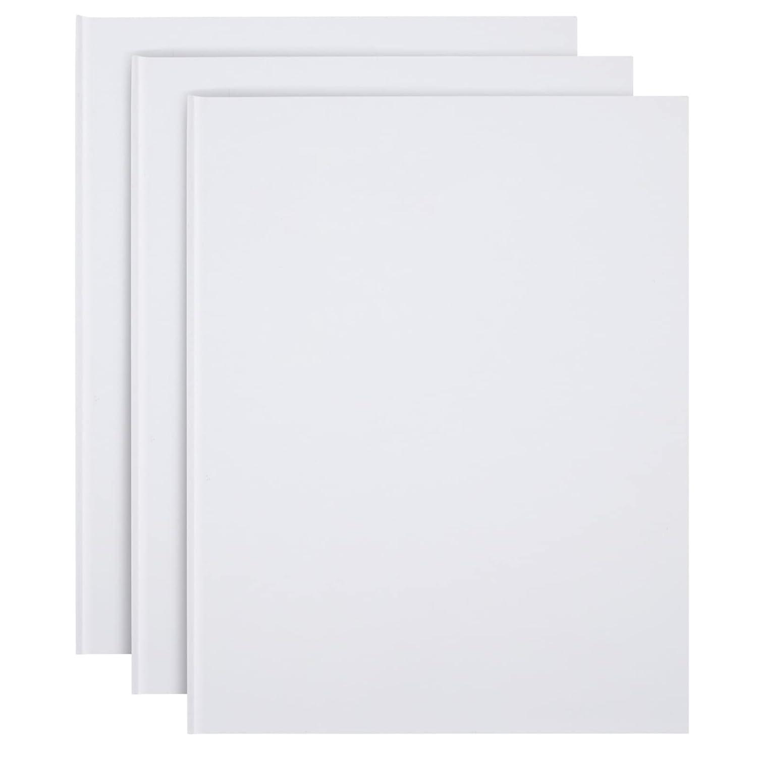 Paper Junkie White Hardcover Blank Books for Kids to Write Stories, 8.5x11 Unlined Journals for Students (36 Pages, 3 Pack)