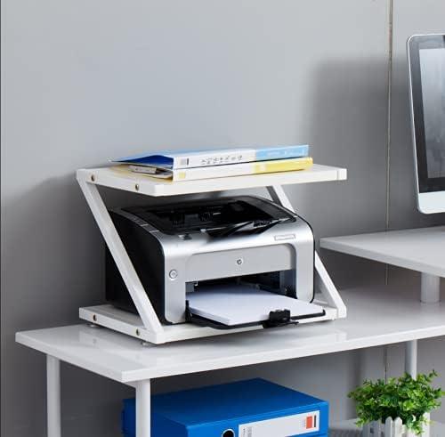 White MDF and Metal 2-Tier Z-Shaped Printer Stand