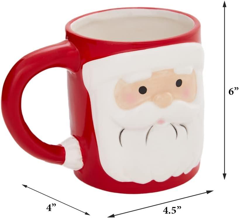 Large Red Ceramic Santa Claus Christmas Mug, 15 oz