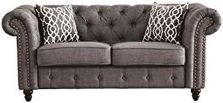 Acme Furniture Aurelia Loveseat w/2 Pillows, Gray Linen