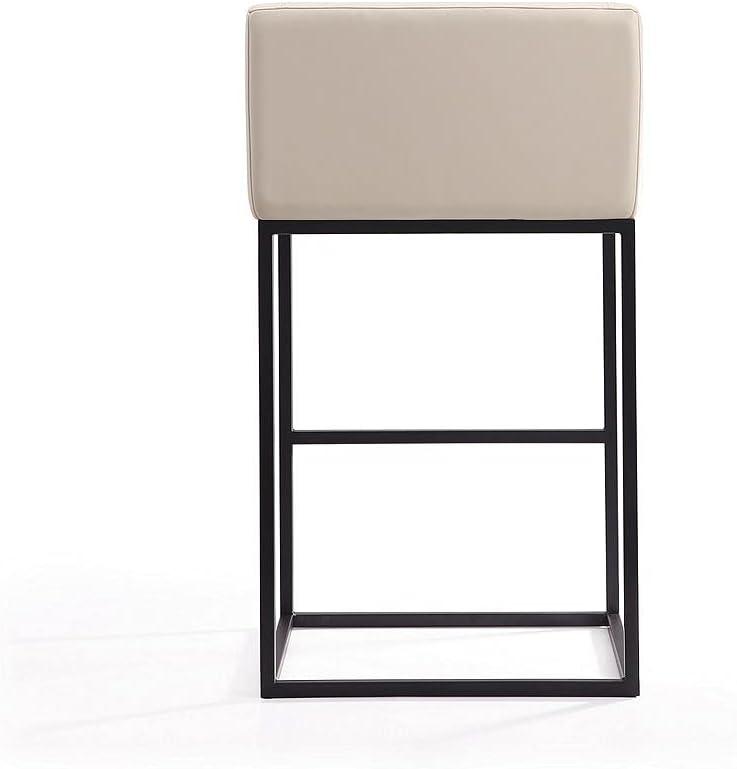 Embassy Cream Faux Leather and Black Metal Barstool Set of 3