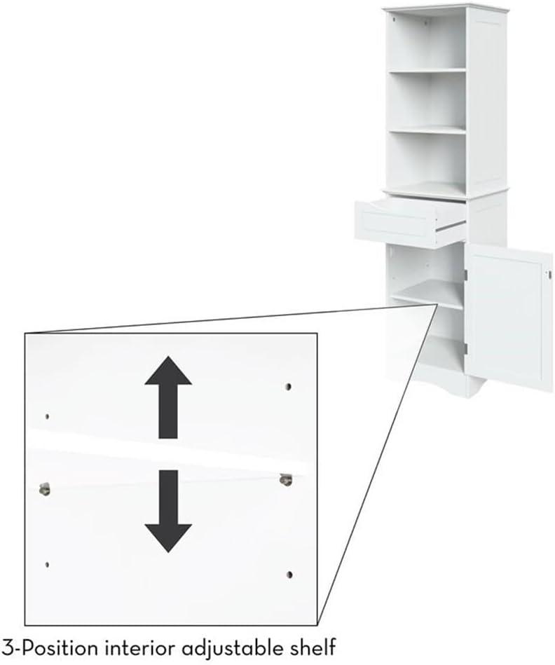 RiverRidge Ashland Tall Bathroom Storage Linen Cabinet and Organizer with Drawer and Shelves
