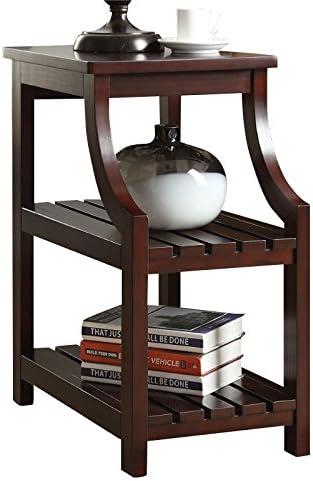 Wasaki 13" Wide Espresso 2-Shelf Wood Side Table with USB