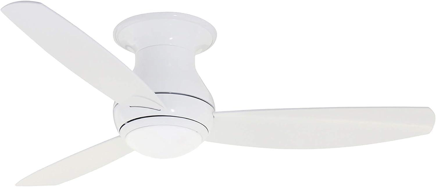 Kathy Ireland Home Curva Sky LED Outdoor Ceiling Fan with Light Kit, 52 Inch | Modern Fixture with 6-Speed Remote Control | Low Profile with Downrod Mount, Appliance White [CF252LWW]