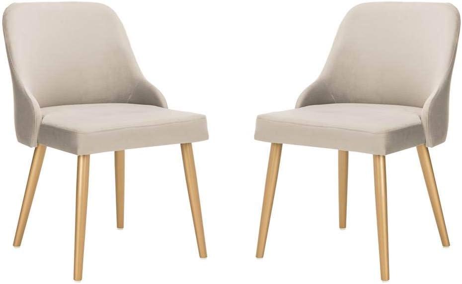 Lulu Upholstered Dining Chair (Set of 2) - Grey/Gold - Safavieh