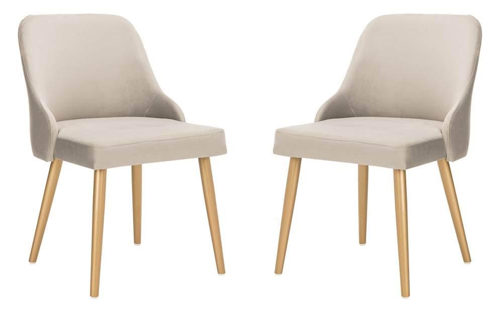 Lulu Upholstered Dining Chair (Set of 2) - Grey/Gold - Safavieh