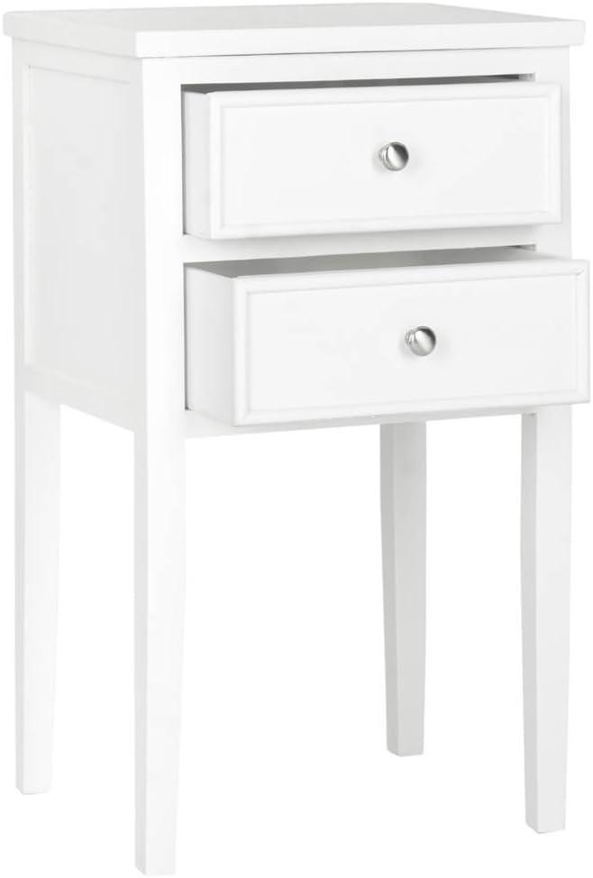 Toby Accent Table with Storage Drawers - White - Safavieh.