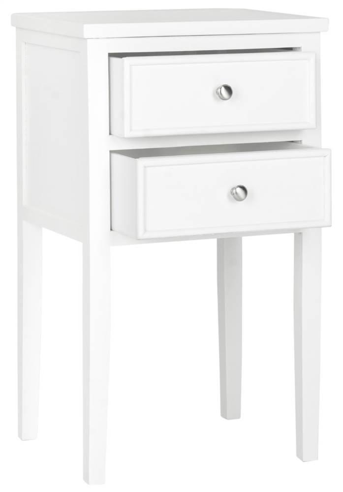 Toby Accent Table with Storage Drawers - White - Safavieh.