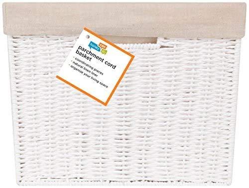 Honey-Can-Do Paper Rope and Steel Large Storage Basket with Liner, White/Natural