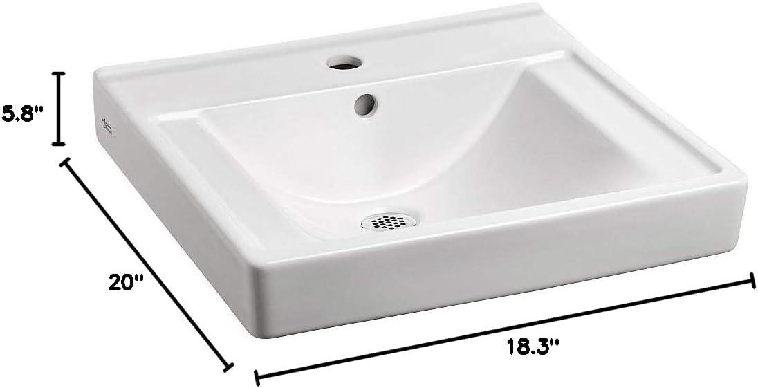 American Standard Decorum 18.25'' White Vitreous China Rectangular Bathroom Sink with Overflow