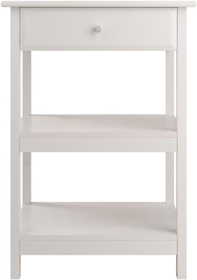 White Composite Wood Traditional Printer Stand with Drawer