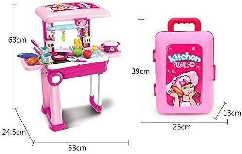 RUVINCE Pink Kids Kitchen Playset - Toddler Kitchen Set w/ Travel Suitcase