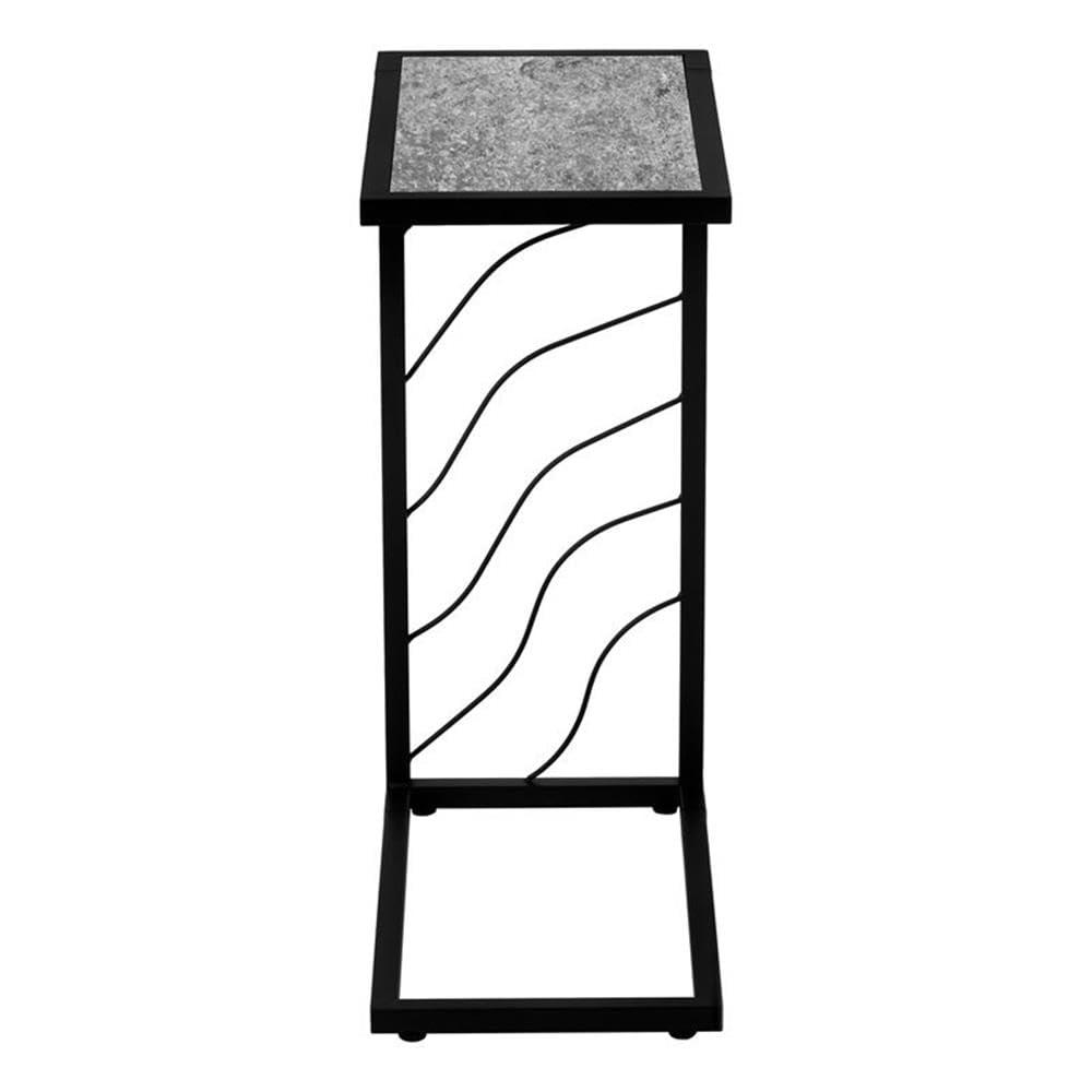 Monarch Specialties Accent Table C-Shaped End Side Snack Living Room Bedroom Metal Laminate Grey Black Contemporary Modern