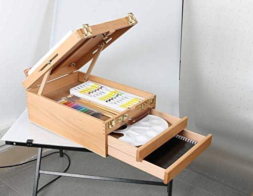 Kuyal Art Supplies Box Easel Sketchbox Painting Storage Box-Adjustable Design with Large 2-Drawer