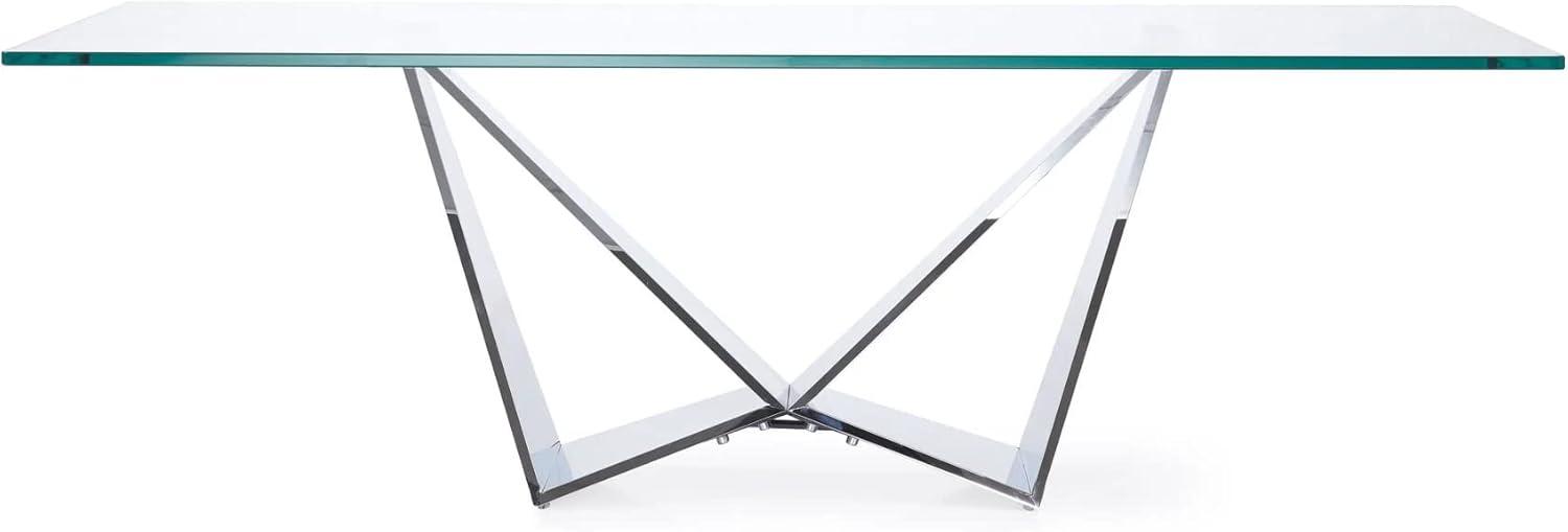 Serra 51'' Clear Glass Coffee Table with Polished Stainless Steel Base