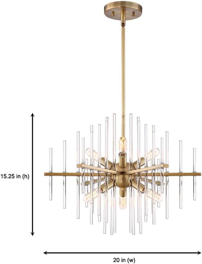 Burnished Antique Brass Sputnik Chandelier with Clear Glass Rods