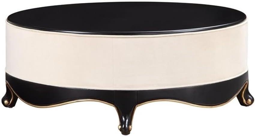 Acme Sheridan Cocktail Table in Cream Fabric and Black