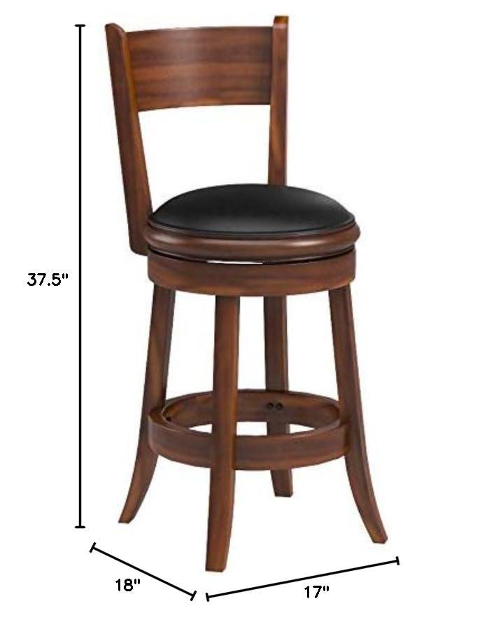 24" Palmetto Swivel Hardwood Counter Height Barstool Fruitwood - Boraam: Upholstered, Curved Back
