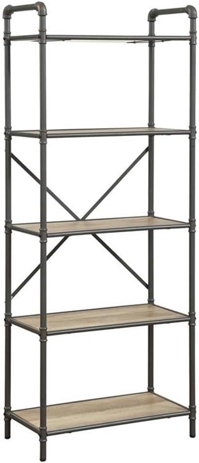 63" Itzel 5 Shelves Bookcase Antique Oak/Sandy Gray - Acme Furniture