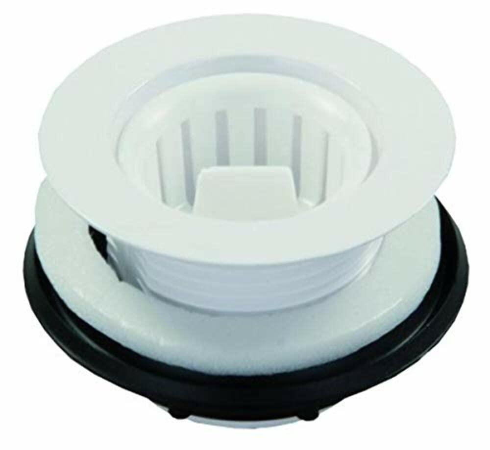 White Plastic Strainer with Threaded Basket for 2 Inch Drain