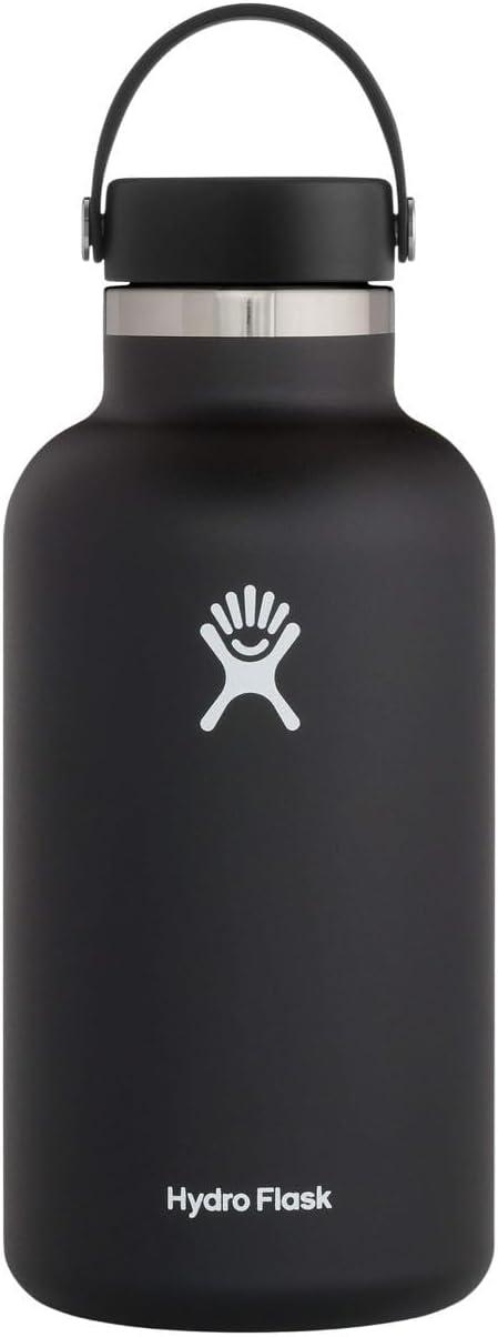 Black Stainless Steel Wide Mouth Insulated Water Bottle, 64 oz