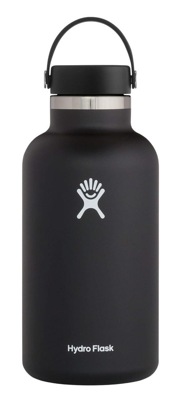 Black Stainless Steel Wide Mouth Insulated Water Bottle, 64 oz