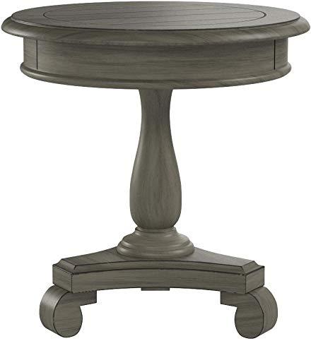 Roundhill Furniture Rene Round Wood Pedestal Side Table, Gray