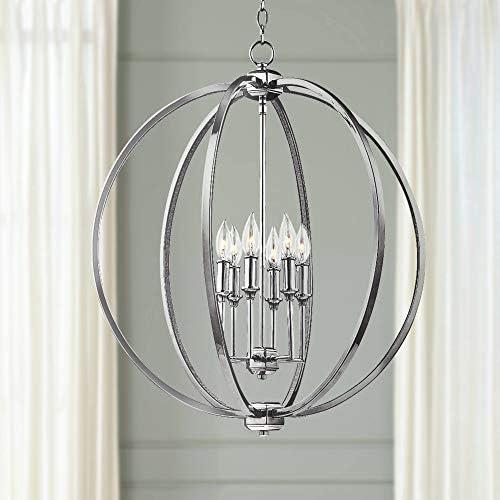 Corinne 6-Light Polished Nickel Crystal Globe Pendant