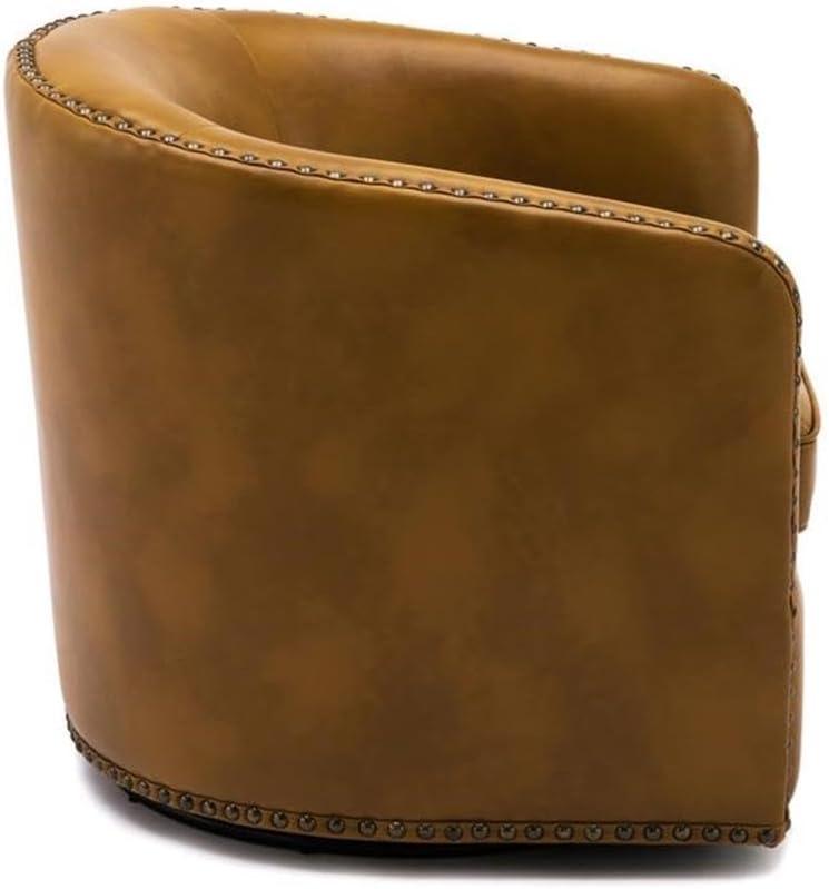 Comfort Pointe Tyler Faux Leather Solid Swivel Armchair, Camel Brown