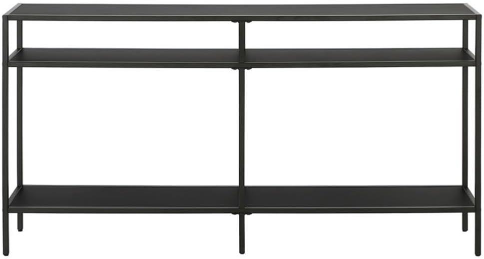 55" Black Bronze Console Table with Metal Shelves - Henn&Hart