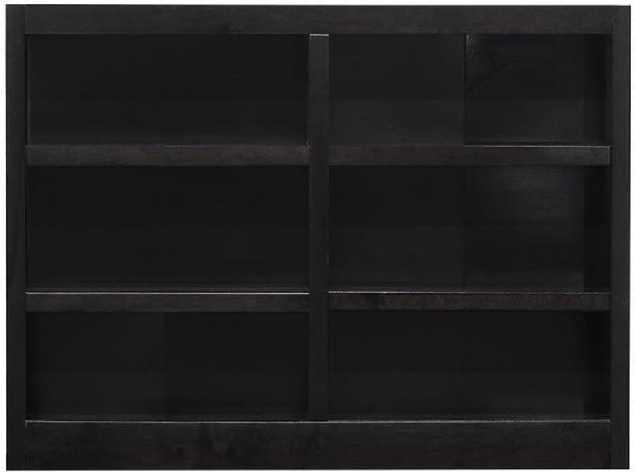 Traditional 36" Tall 6-Shelf Double Wide Wood Bookcase in Espresso