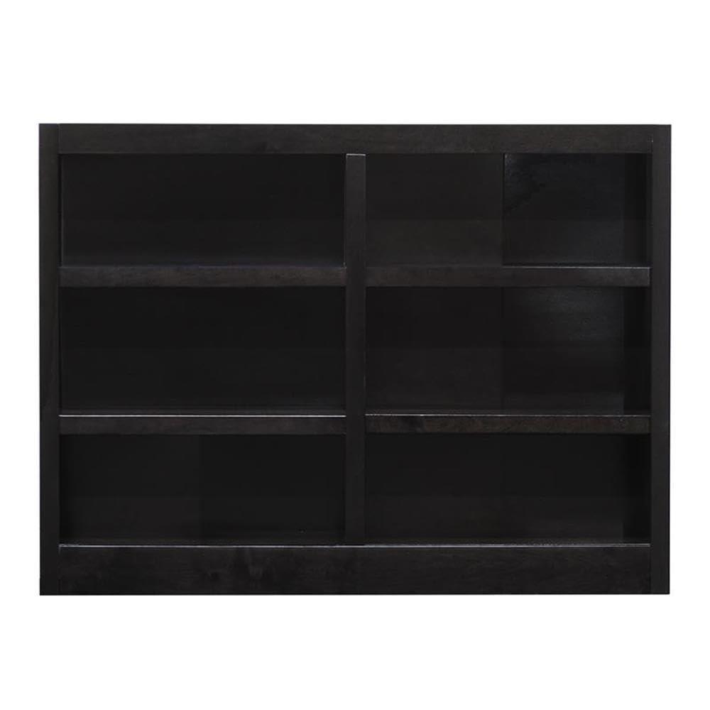 Bowery Hill Traditional 36" Tall 6-Shelf Double Wide Wood Bookcase in Espresso