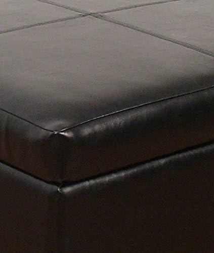Homepop Home Decor |K2380-E169 | Luxury Large Faux Leather Square Storage Ottoman | Ottoman with Storage for Living Room & Bedroom, Black