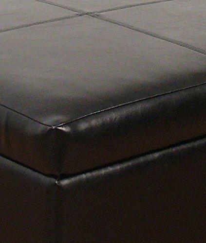 Homepop Home Decor |K2380-E169 | Luxury Large Faux Leather Square Storage Ottoman | Ottoman with Storage for Living Room & Bedroom, Black