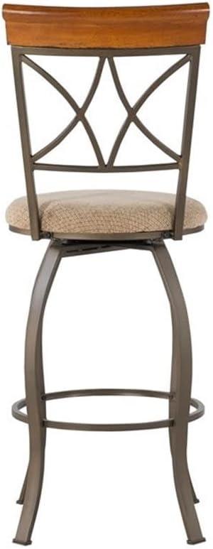 Hamilton 3-Piece Bar Height Pub Set with Swivel, Brushed Faux Medium Cherry Wood with "Matte Pewter and Bronze" Metal