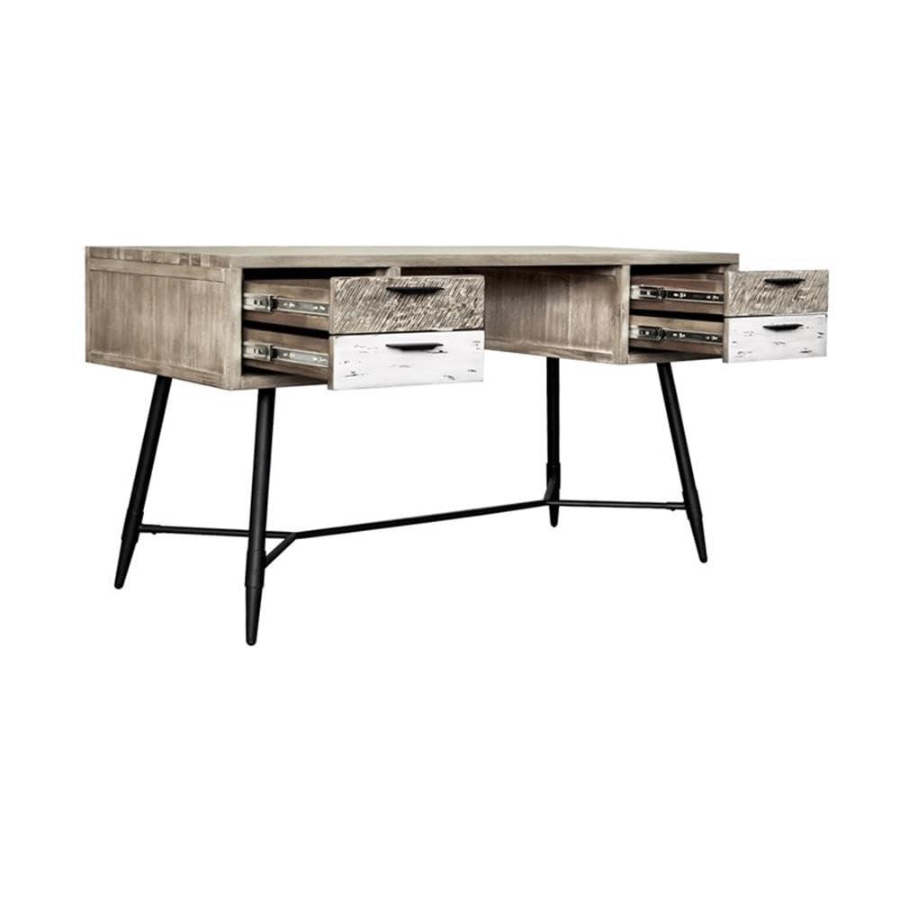 Armen Living Bridges 4-Drawer Modern Wood Desk in Natural/Gray