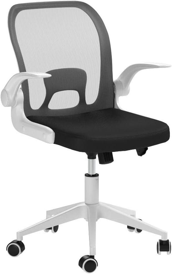 White Mesh Ergonomic Swivel Office Chair with Adjustable Arms