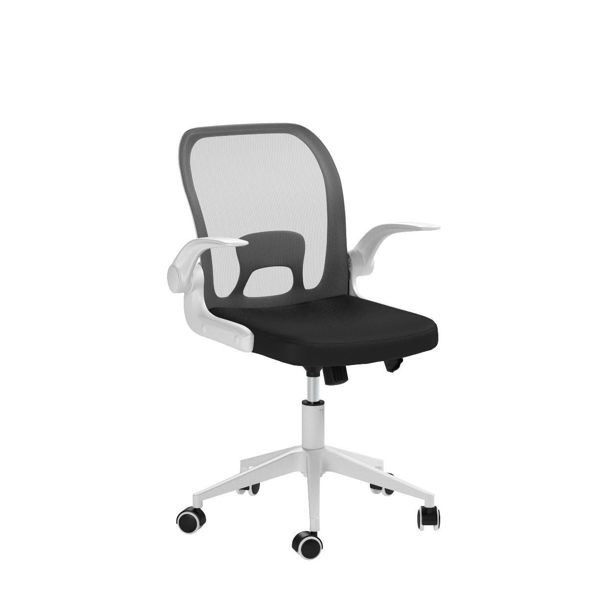 White Mesh Ergonomic Swivel Office Chair with Adjustable Arms