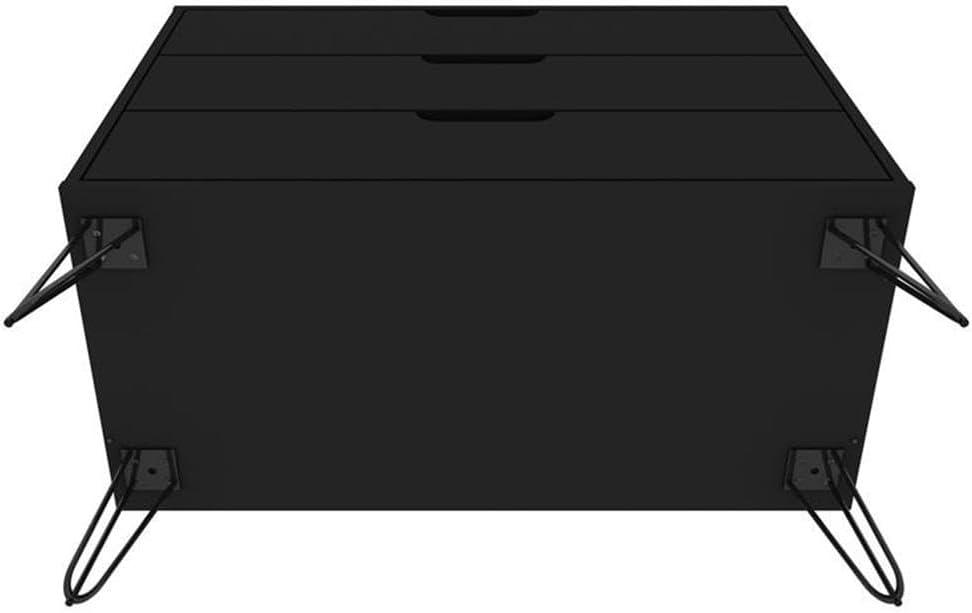 Rockefeller Dresser Black - Manhattan Comfort: MDF Composite Frame, 3-Drawer Storage for Bedroom