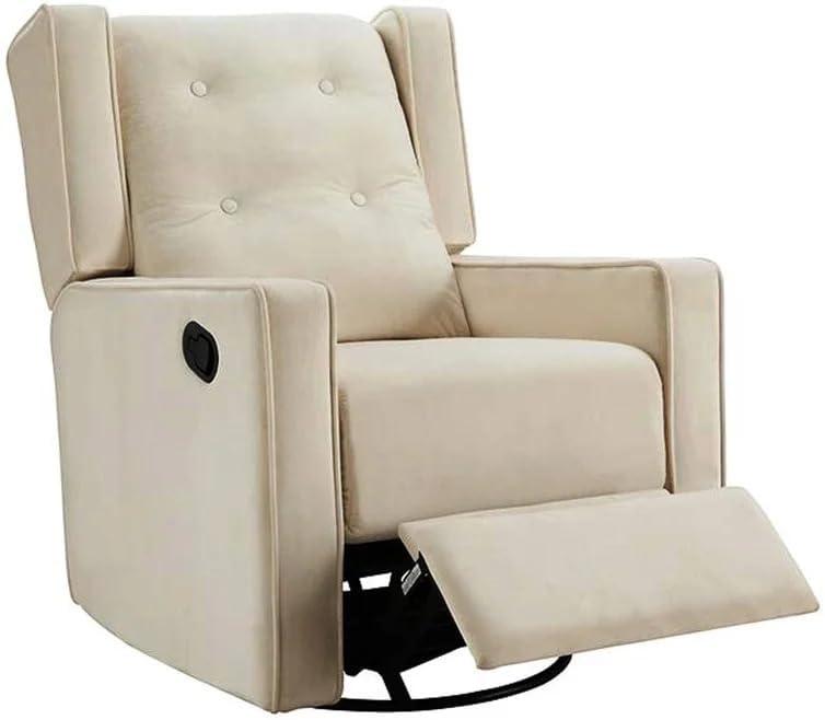 Odelia 360 Swivel Glider Rocker Recliner, Tufted Nursery Chair with Manual Puller, Plush Cushioning, Soothing Rocking Motion with Microfiber Fabric for Living Room, Bedroom, Apartment Cream